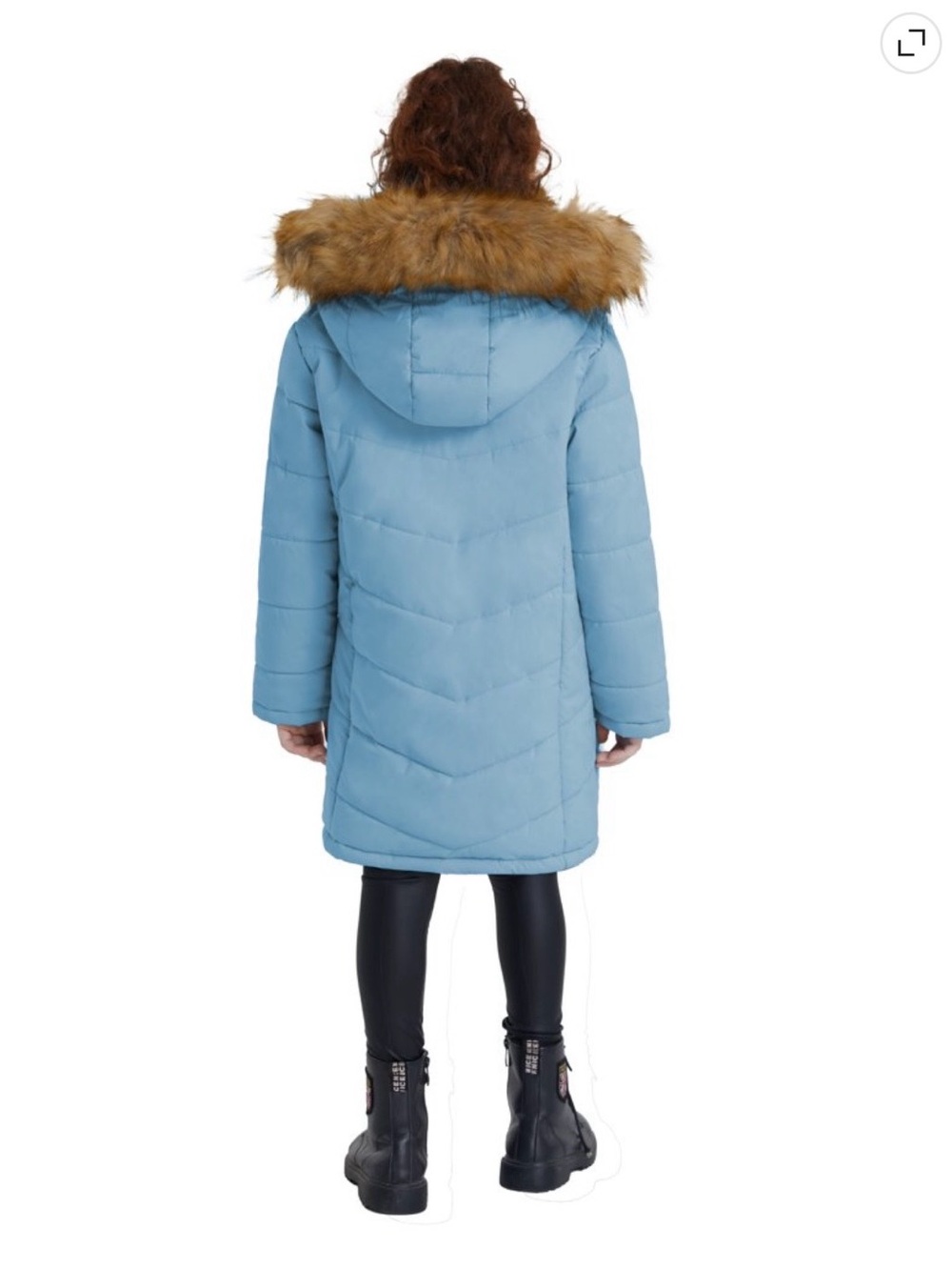 Girls' Pale Blue Quilted Hooded Puffer Coat - Picture 3 of 14